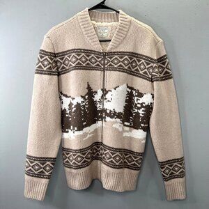 Abercrombie & Fitch Sherpa Lined Cardigan Sweater XS Beige Mountain Zip Grunge